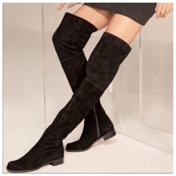Stuart Weitzman 'Hilo' Thigh High Boot Black Suede Size 7 OTK MSRP $650 T43 - Picture 2 of 10